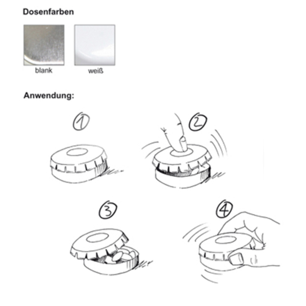 Quick-Box mit Pfefferminzpastillen (Productno.: JU-Quick-Box)