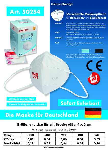 KN95 Gesichtsmaske mit Filter (Productno.: MAC-50254)